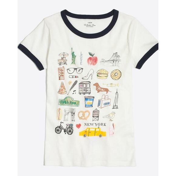 J. Crew Tops - J. Crew | New York Graphic T-Shirt Preppy Summer Casual Cotton NYC Size Small